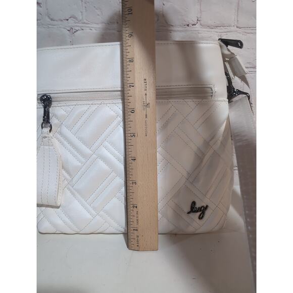 Lug Double Dip Satin Luxe Crossbody Pearl White RFID - Picture 11 of 14